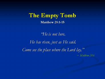 The Empty Tomb Matthew 28:115