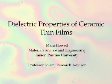 Dielectric Properties of Ceramic Thin Films