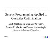 Genetic Programming Applied to Compiler Optimization