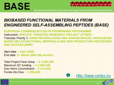 BIOBASED FUNCTIONAL MATERIALS FROM ENGINEERED SELFASSEMBLING PEPTIDES BASE