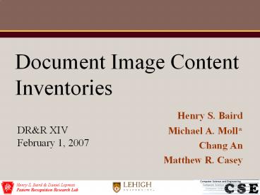 Document Image Content Inventories