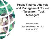 Public Finance Analysis and Management Course 