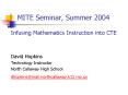 MITE Seminar, Summer 2004 PowerPoint PPT Presentation
