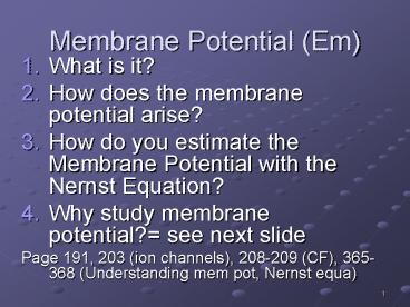 Membrane Potential Em