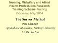 Nursing,%20Midwifery%20and%20Allied%20Health%20Professions%20Research%20Training%20Scheme%20Training%20Workshop%20May%202004 PowerPoint PPT Presentation