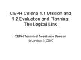 CEPH Criteria 1'1 Mission and 1'2 Evaluation and Planning: The Logical Link PowerPoint PPT Presentation