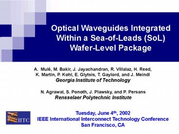 Mul, M' Bakir, J' Jayachandran, R' Villalaz, H' Reed,