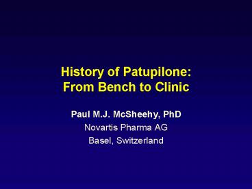 History of Patupilone: From Bench to Clinic
