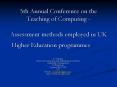 5th Annual Conference on the Teaching of Computing Assessment methods employed in UK Higher Educatio PowerPoint PPT Presentation