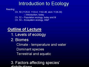 Introduction to Ecology
