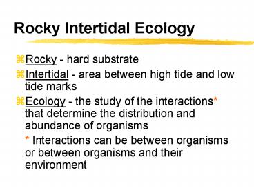 Rocky Intertidal Ecology