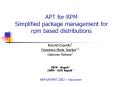 APT for RPM Simplified package management for rpm based distributions PowerPoint PPT Presentation