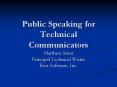 Public Speaking for Technical Communicators PowerPoint PPT Presentation