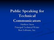Public Speaking for Technical Communicators
