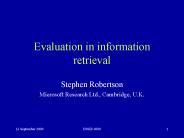 Evaluation in information retrieval