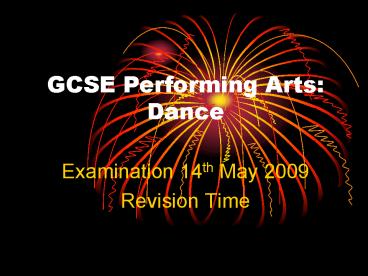GCSE Performing Arts: Dance