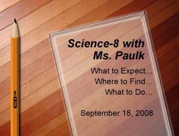 Science-8 with Ms. Paulk