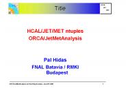 HCAL/JET/MET ntuples