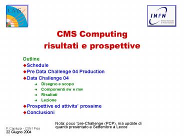CMS Computing risultati e prospettive