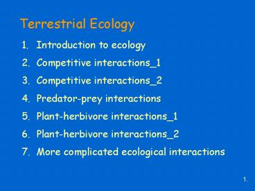 Terrestrial Ecology
