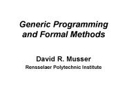 Generic Programming and Formal Methods