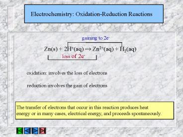 Electrochemistry: OxidationReduction Reactions