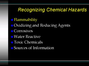 Recognizing Chemical Hazards