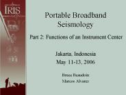 Portable Broadband Seismology