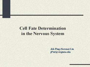 Cell Fate Determination in the Nervous System