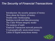 The Security of Financial Transactions