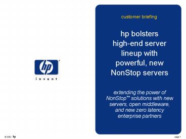 hp bolsters highend server lineup with powerful, new NonStop servers