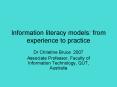 Information literacy models: from experience to practice PowerPoint PPT Presentation
