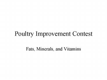 Poultry Improvement Contest