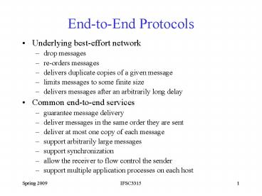 EndtoEnd Protocols