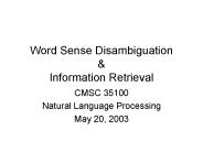 Word Sense Disambiguation
