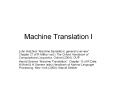 Machine%20Translation%20I PowerPoint PPT Presentation