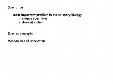 Speciation