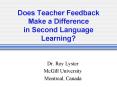 Does Teacher Feedback Make a Difference in Second Language Learning PowerPoint PPT Presentation