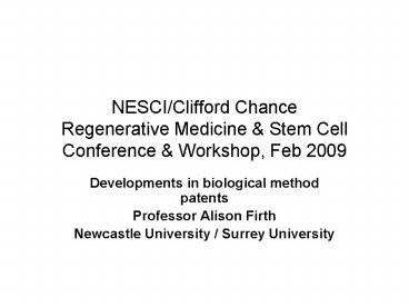 NESCIClifford Chance Regenerative Medicine