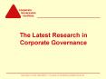 The Latest Research in Corporate Governance PowerPoint PPT Presentation