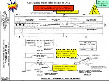 Cable guide rail median breaks at IAUs