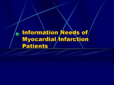 Information Needs of Myocardial Infarction Patients