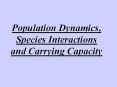 Population Dynamics, Species Interactions and Carrying Capacity PowerPoint PPT Presentation