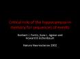 Critical role of the hippocampus in memory for sequences of events PowerPoint PPT Presentation