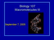 Biology 107 Macromolecules III
