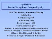 Update on Bovine Spongiform Encephalopathy