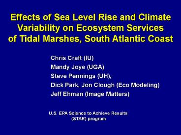 Effects of Sea Level Rise and Climate