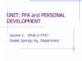 UNIT: FFA and PERSONAL DEVELOPMENT PowerPoint PPT Presentation