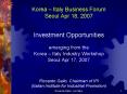 Korea Italy Business Forum Seoul Apr 18, 2007 PowerPoint PPT Presentation
