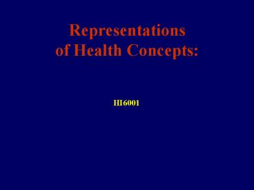 Representations of Health Concepts: